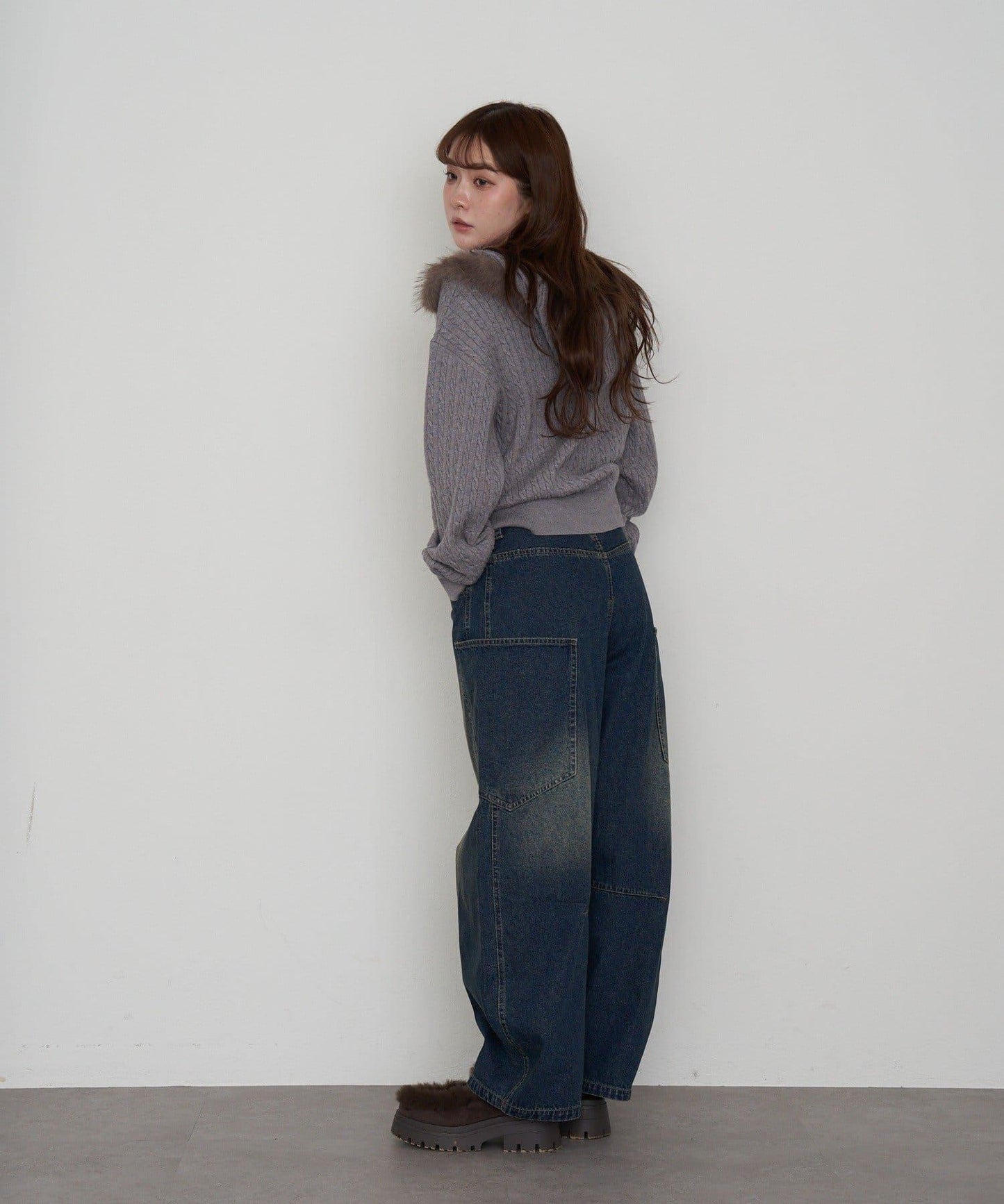 拼接設計牛仔褲