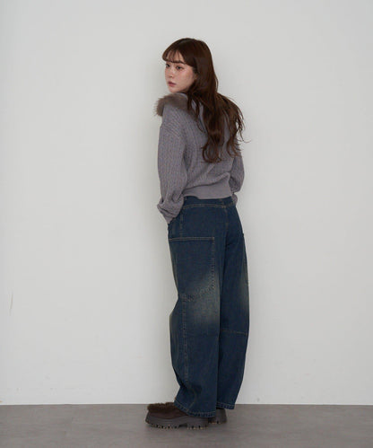 拼接設計牛仔褲