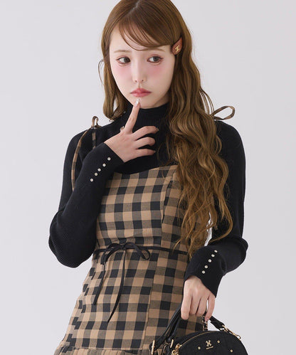 袖釦裝飾高領針織衫