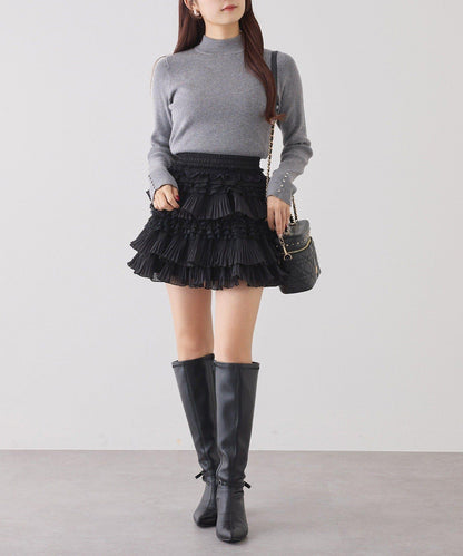 袖釦裝飾高領針織衫