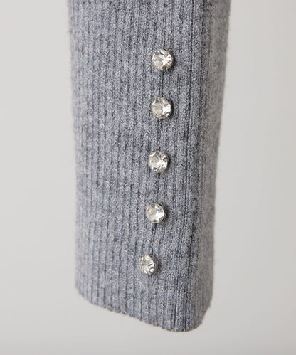 袖釦裝飾高領針織衫