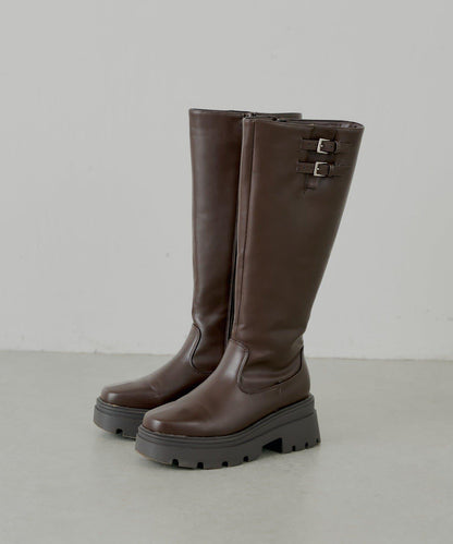 厚底帶扣設計長靴