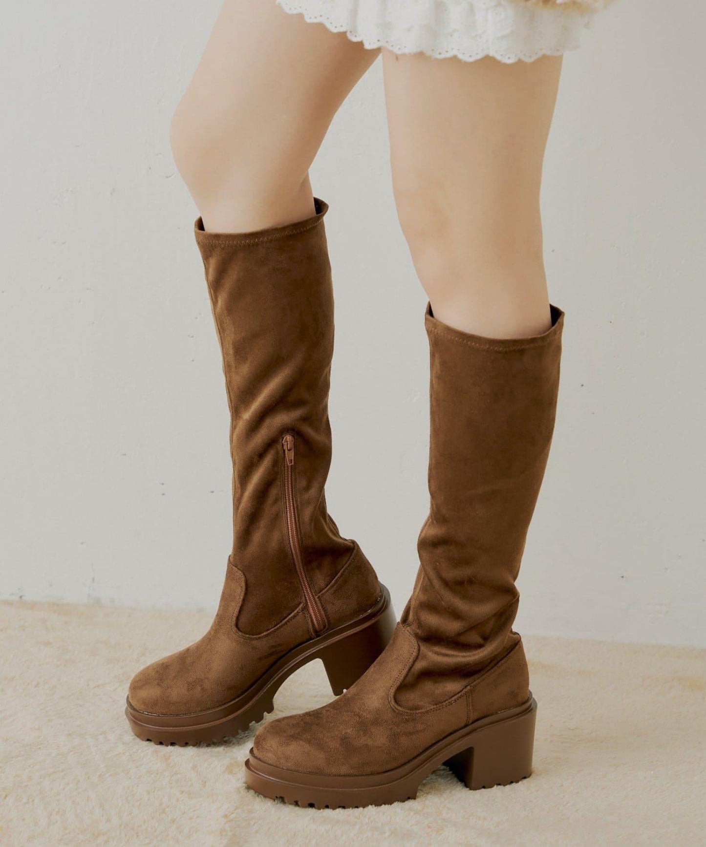 厚底粗跟彈力長靴