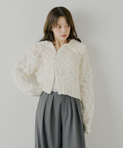 【SALON by Chico】粗針織不對稱拉鍊寬鬆針織衫