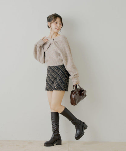 毛絨蝴蝶結設計針織衫