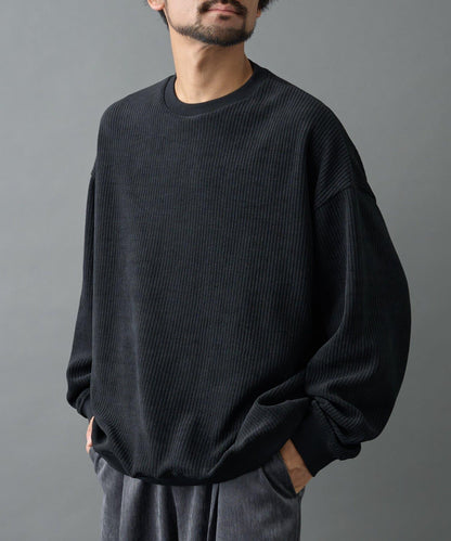 剪裁燈芯絨圓領衫