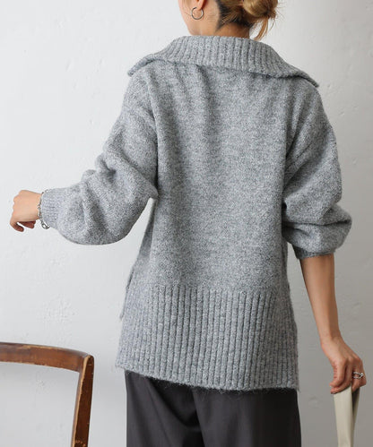 羊駝絨感半拉鍊套頭衫