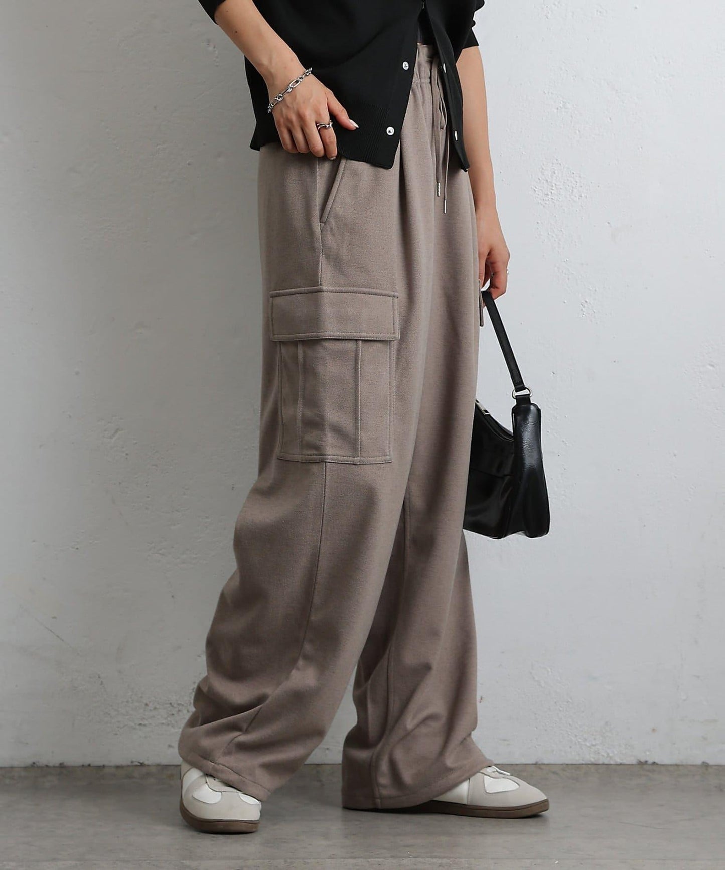 羊毛感針織工裝褲