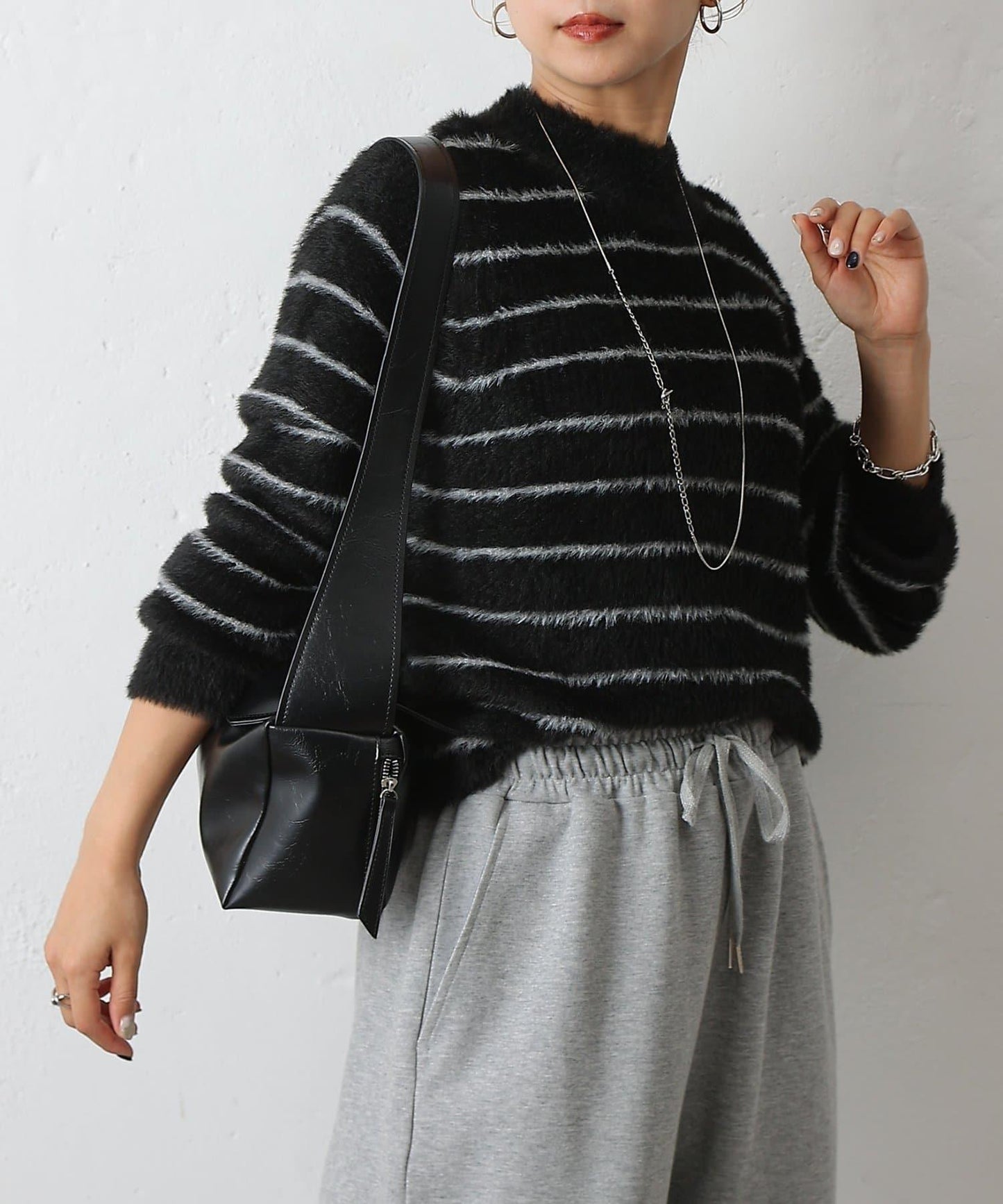 毛圈條紋針織套頭衫