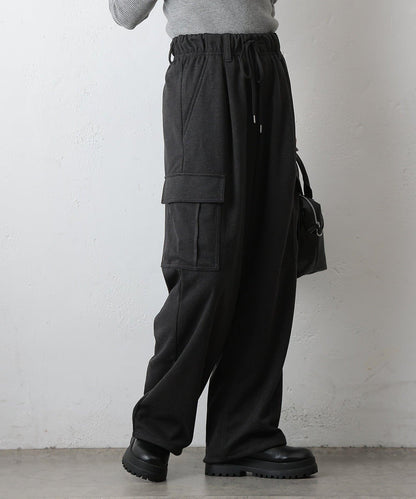 羊毛感針織工裝褲