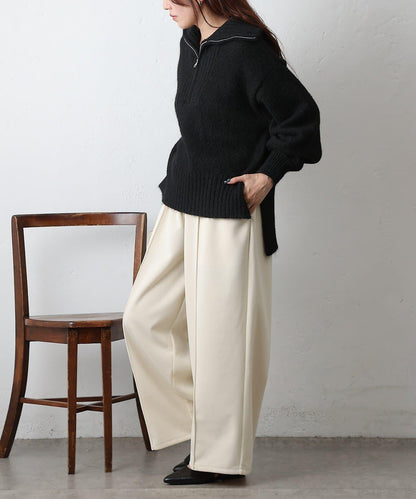 羊駝絨感半拉鍊套頭衫