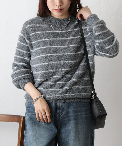 毛圈條紋針織套頭衫