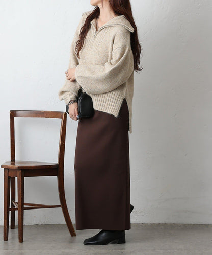 羊駝絨感半拉鍊套頭衫