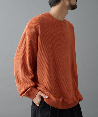 剪裁燈芯絨圓領衫