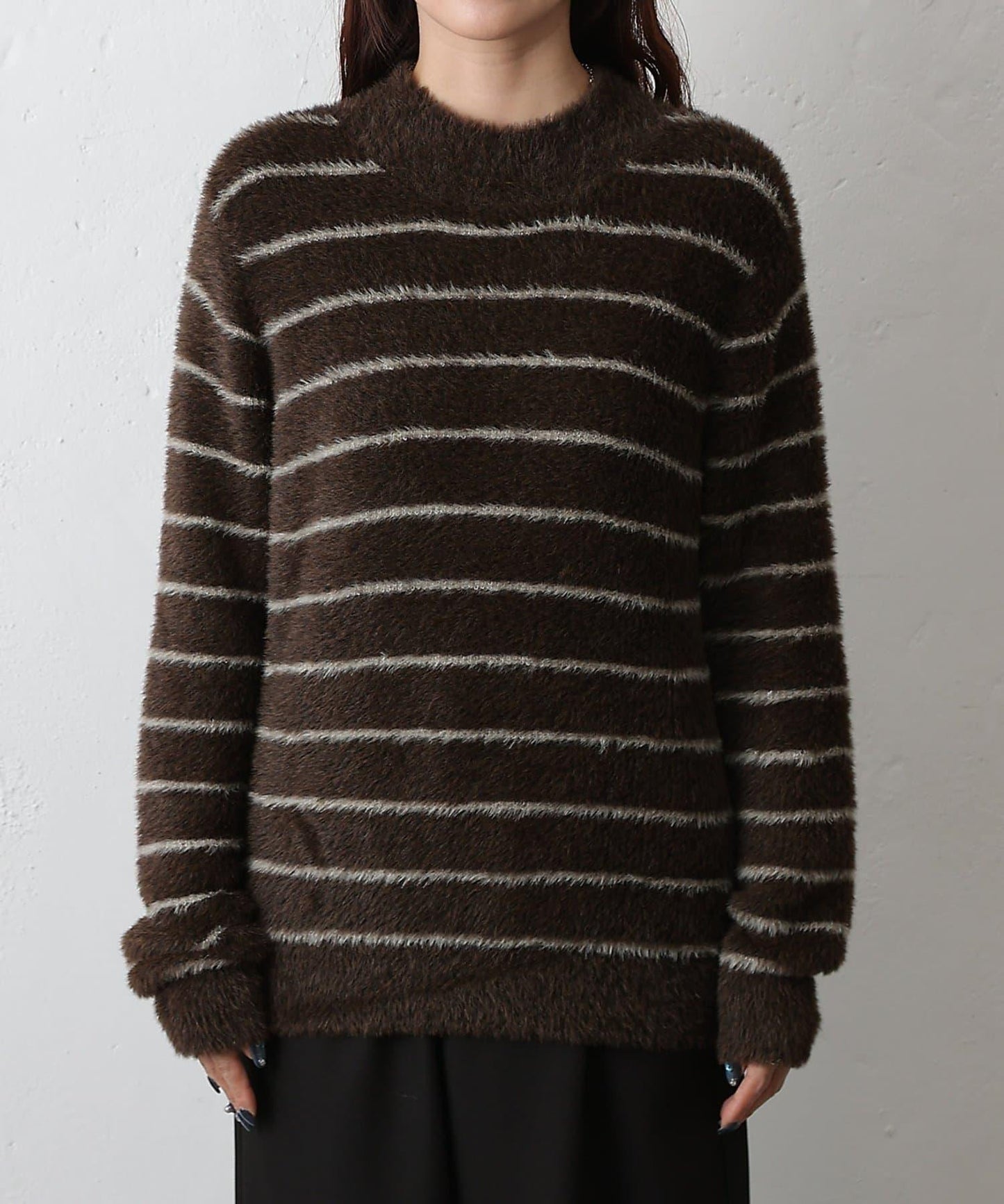毛圈條紋針織套頭衫
