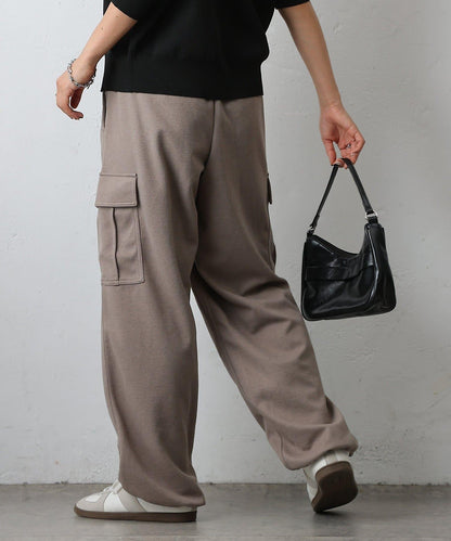 羊毛感針織工裝褲