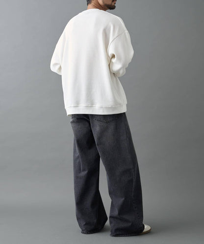 剪裁燈芯絨圓領衫