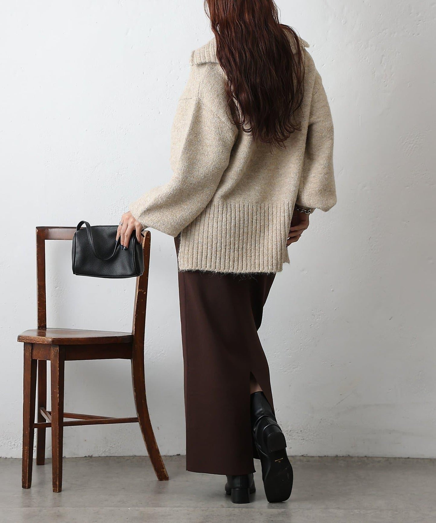 羊駝絨感半拉鍊套頭衫