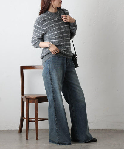 毛圈條紋針織套頭衫