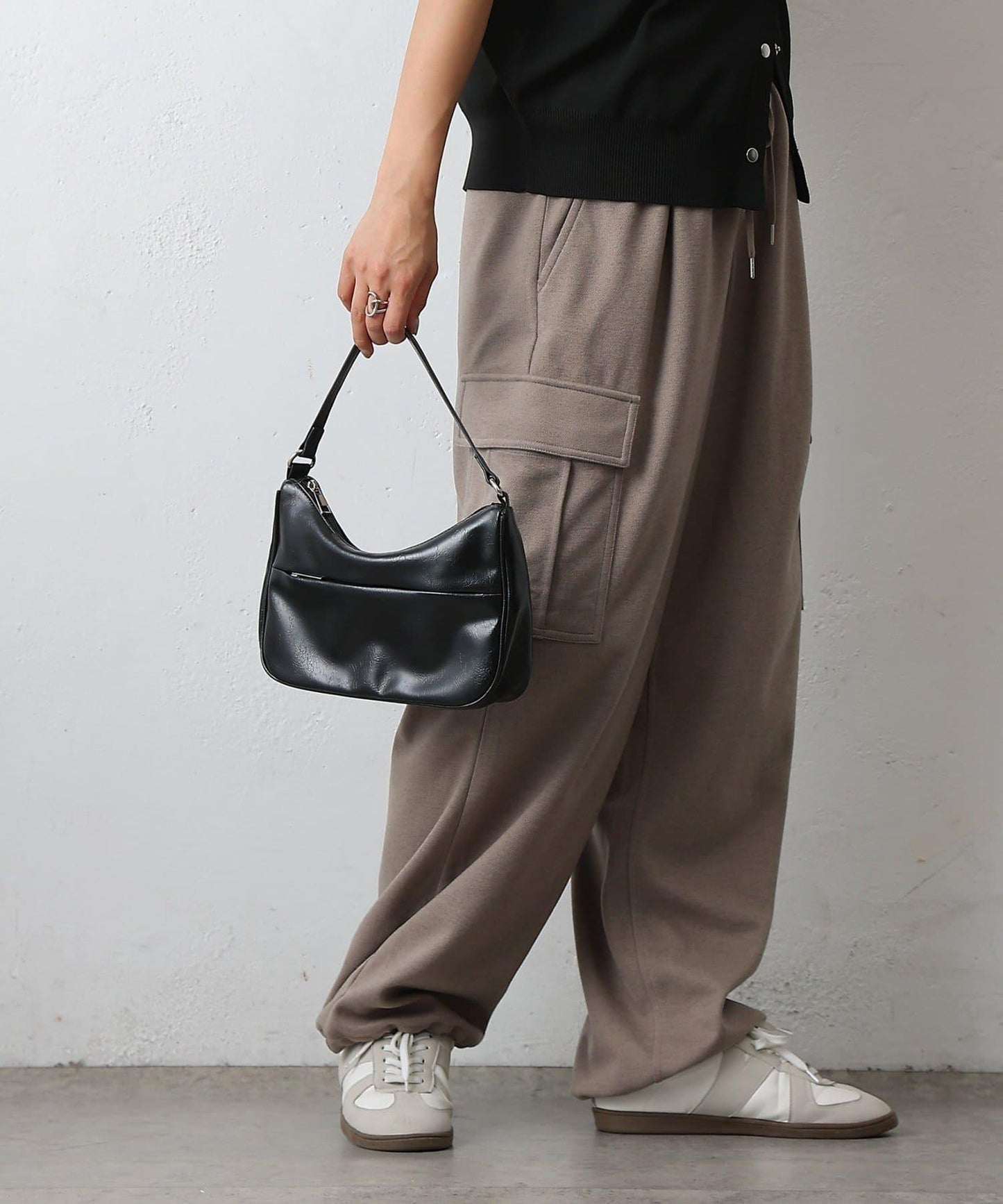 羊毛感針織工裝褲