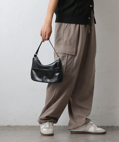 羊毛感針織工裝褲