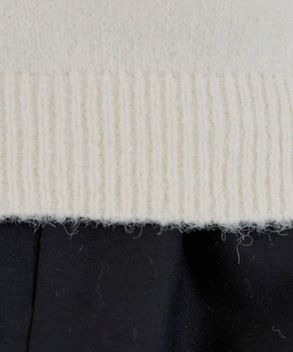 【復刻】天鵝絨蝴蝶結單肩寬鬆針織衫