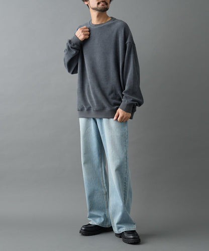 剪裁燈芯絨圓領衫