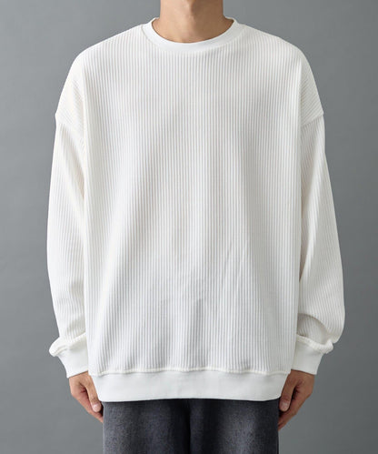 剪裁燈芯絨圓領衫