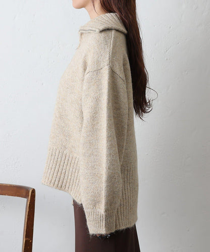 羊駝絨感半拉鍊套頭衫