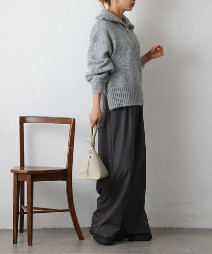 羊駝絨感半拉鍊套頭衫