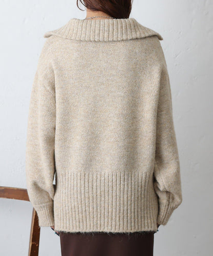 羊駝絨感半拉鍊套頭衫