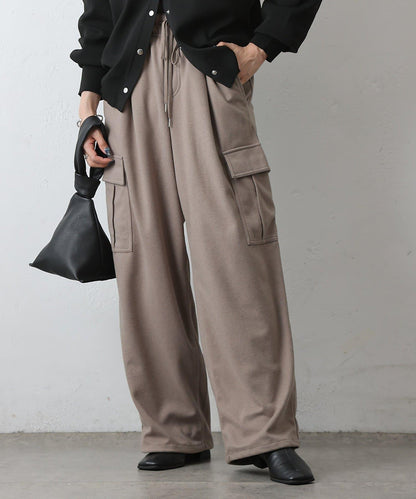 羊毛感針織工裝褲