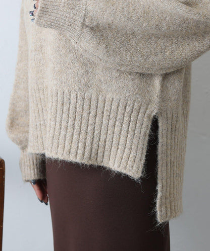 羊駝絨感半拉鍊套頭衫