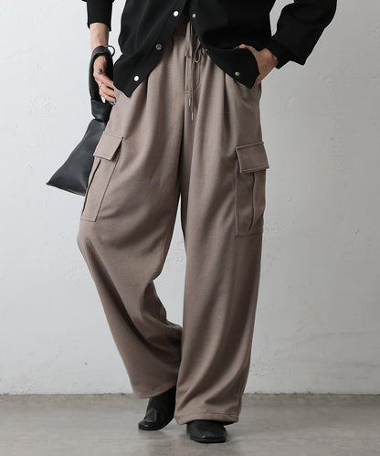 羊毛感針織工裝褲