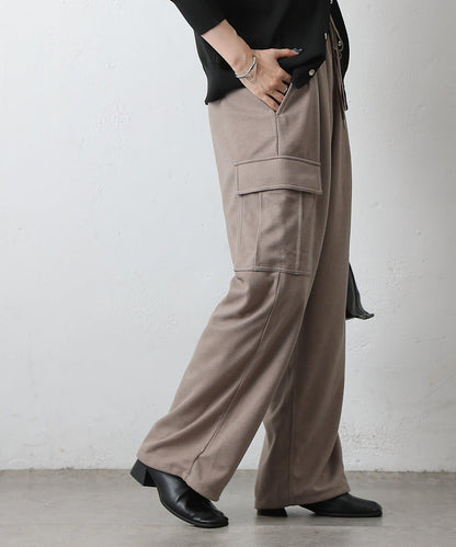 羊毛感針織工裝褲