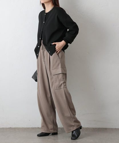 羊毛感針織工裝褲