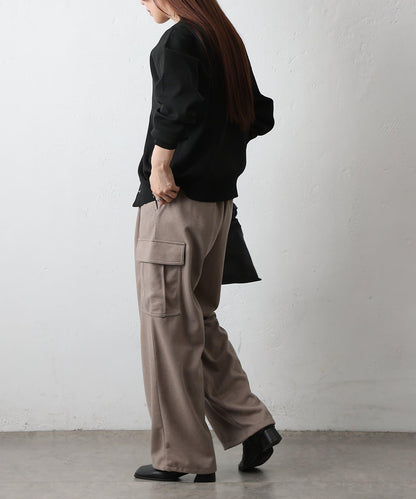 羊毛感針織工裝褲