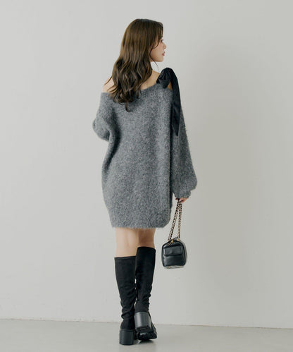 【復刻】天鵝絨蝴蝶結連帽連衣裙