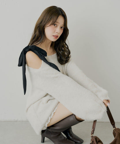 【復刻】天鵝絨蝴蝶結連帽連衣裙