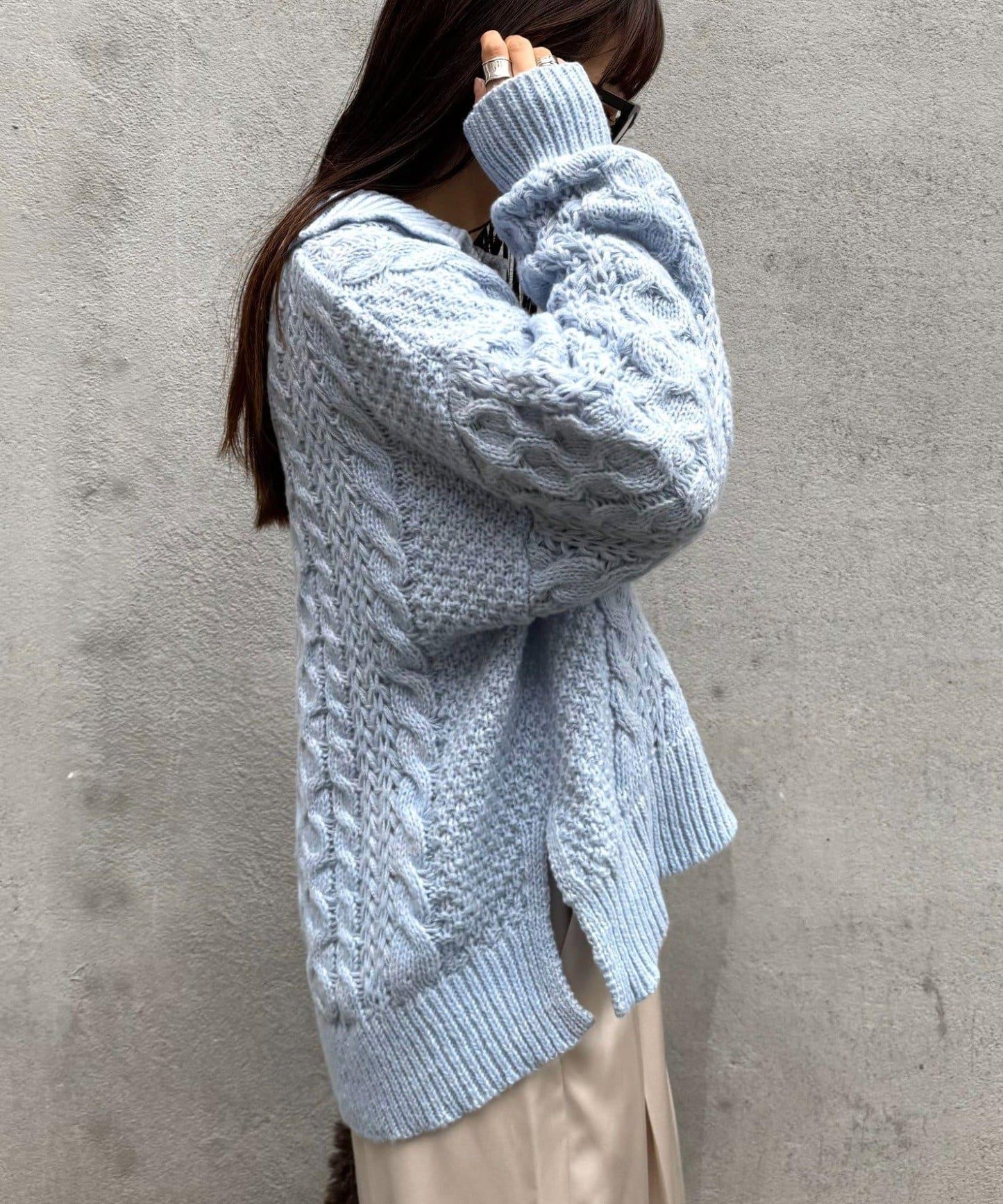 翻領針織麻花毛衣