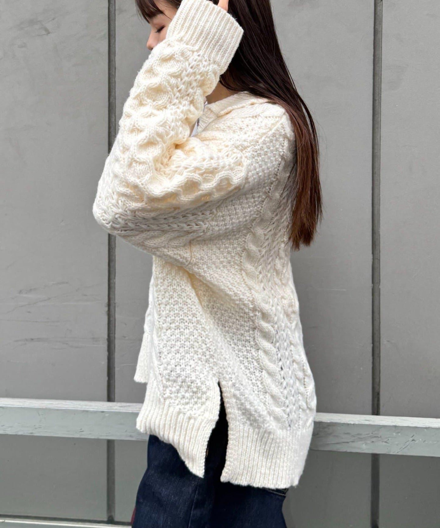 翻領針織麻花毛衣