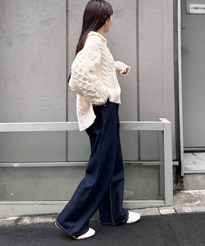 翻領針織麻花毛衣