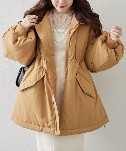 帶毛領抽繩中棉夾克