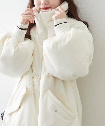 帶毛領抽繩中棉夾克