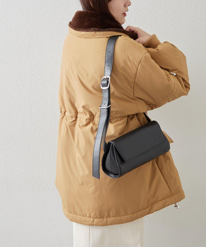 帶毛領抽繩中棉夾克