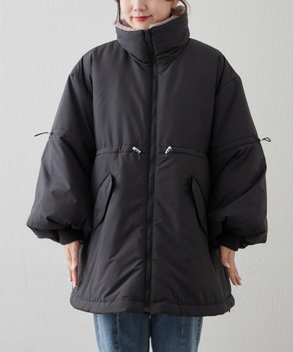 帶毛領抽繩中棉夾克