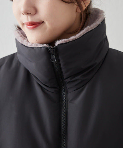 帶毛領抽繩中棉夾克