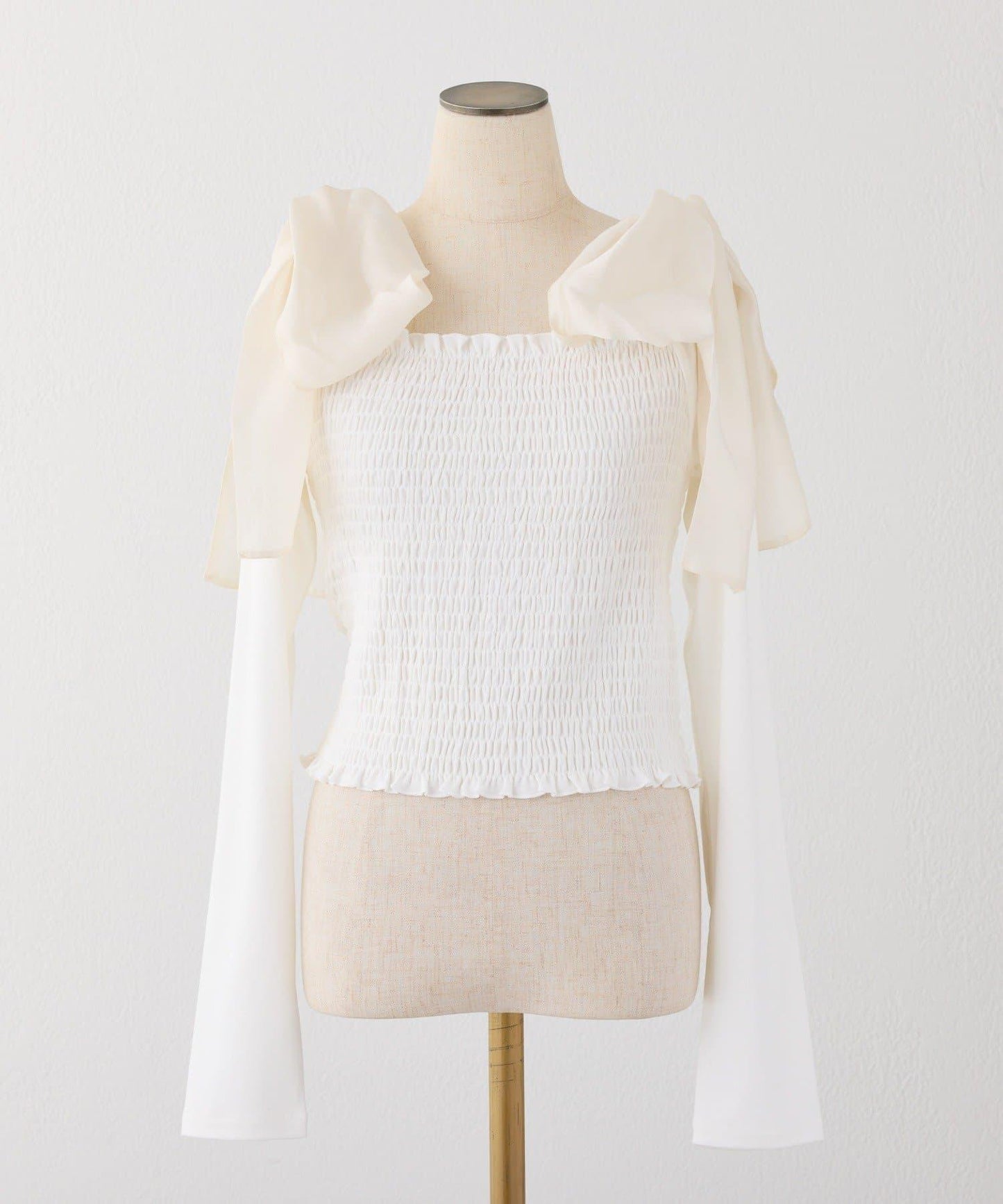 肩帶蝴蝶結褶皺內搭