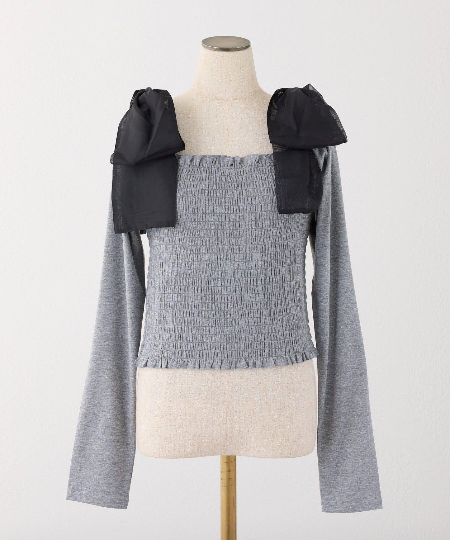 肩帶蝴蝶結褶皺內搭