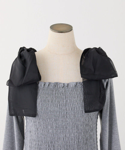 肩帶蝴蝶結褶皺內搭